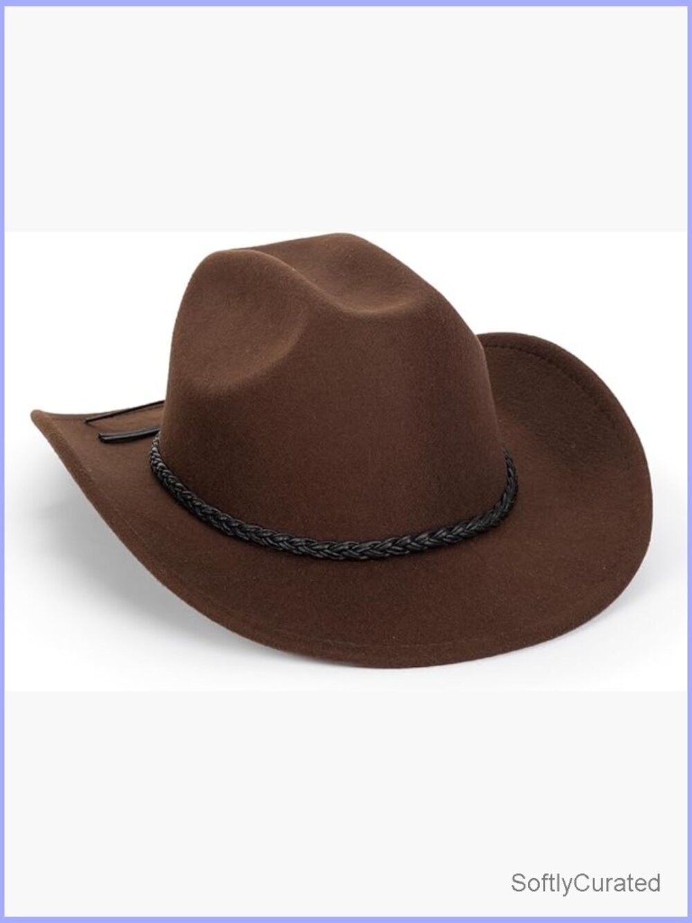 Vintage Wide Brim Cowboy Hat with Braided Rope Band, Adjustable
